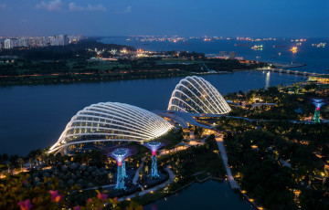 Картинка города сингапур+ сингапур реки панорама ночь огни дома