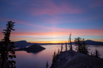 Картинка природа восходы закаты кратер озеро рассвет
