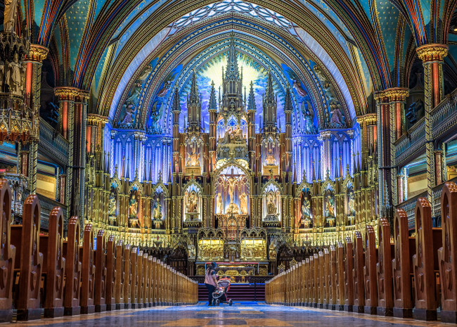 Обои картинки фото notre-dame basilica - montreal, интерьер, убранство,  роспись храма, храм