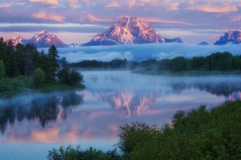 Картинка природа реки озера река утро сша лес горы