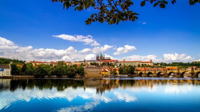 Обои картинки фото города, прага , Чехия, мост, река, влтава