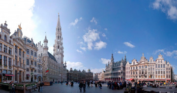обоя города, брюссель , бельгия, площадь, здания, туристы