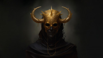 Картинка фэнтези демоны золотая маска с рогами