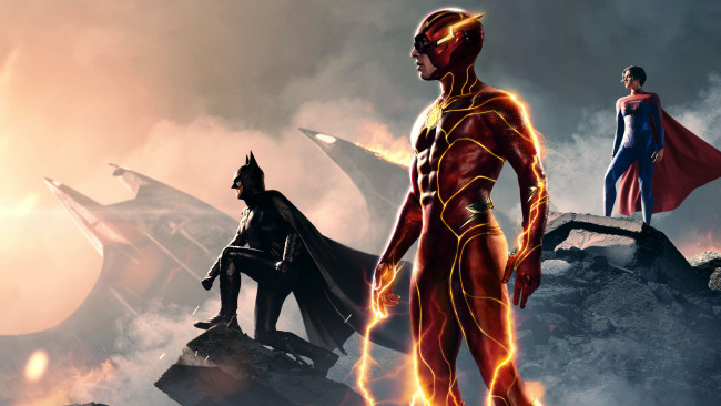 Обои картинки фото the flash ,  2023 , кино фильмы, the flash, флэш, постер, фантастика, фэнтези, боевик, ezra, miller, sasha, calle, ben, affleck, the, flash