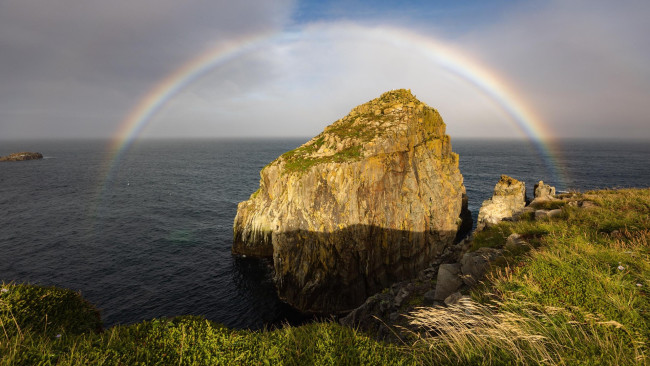 Обои картинки фото rainbow at the coast of newfoundland, природа, радуга, rainbow, at, the, coast, of, newfoundland