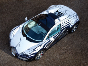 Картинка bugatti veyron grand sport roadster or blanc автомобили