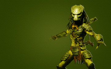 Картинка хищник 3д графика creatures существа предатор predator пришелец зеленый фон