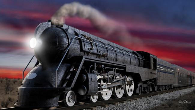 Обои картинки фото steam, engine, техника, паровозы, вечер, рельсы, паровоз, состав