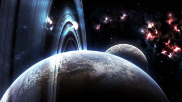Картинка космос арт планеты пространство звезды кольца