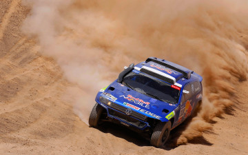 Картинка спорт авторалли dakar синий touareg volkswagen дакар пустыня дюна песок передок rally