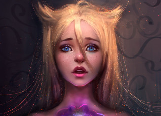Картинка фэнтези девушки блондинка лицо арт губы глаза взгляд аниме девушка