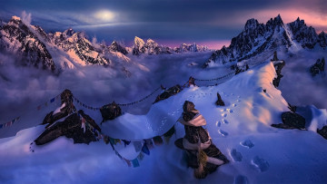Картинка природа горы снег утро