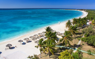 Картинка природа тропики sand tropical пальмы summer paradise пляж море palms песок берег shore sea beach