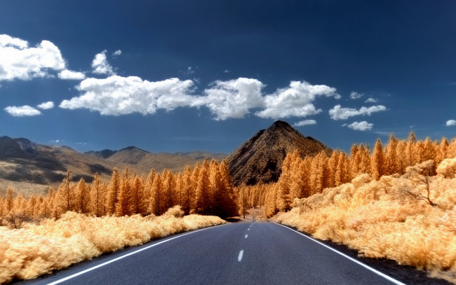 Обои картинки фото природа, дороги, небо, гора, дорога