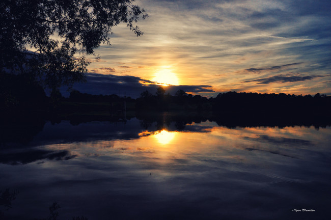 Обои картинки фото природа, восходы, закаты, небо, озеро, закат