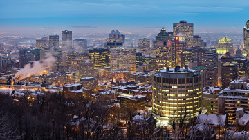 обоя города, монреаль , канада, небокребы, панорама, зима