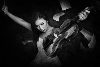 Картинка музыка -другое девушка ноты скрипка взгляд