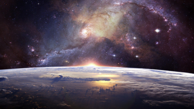 Обои картинки фото космос, арт, галактика, земля, планета