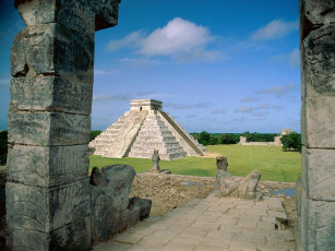 Картинка el castillo chichen itza mayan toltec mexico города исторические архитектурные памятники