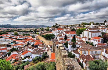 обоя обидуш, португалия, города, панорамы, дома, крыши, стена