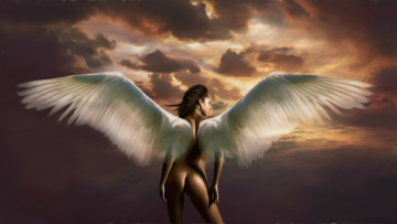 обоя фэнтези, ангелы, крылья