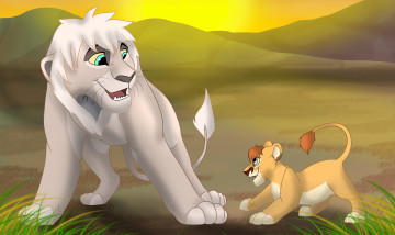 Картинка рисованные животные +львы львы