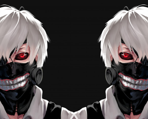 Обои картинки фото аниме, tokyo ghoul, сущность, гуль, парень, kaneki, ken, глаз, маска, монстр