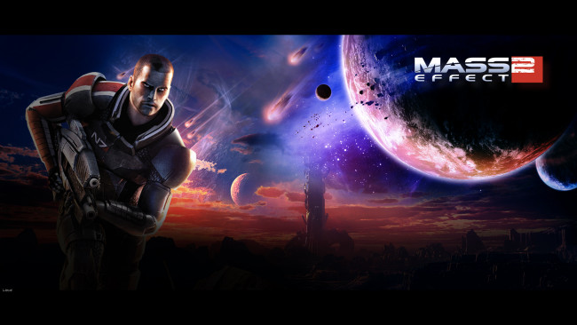 Обои картинки фото видео игры, mass effect 2, солдат, планеты