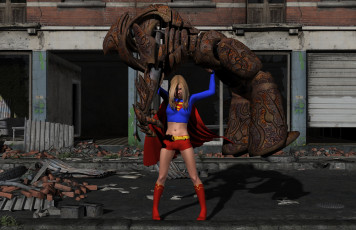 Картинка 3д+графика фантазия+ fantasy супермен демон фон взгляд девушка