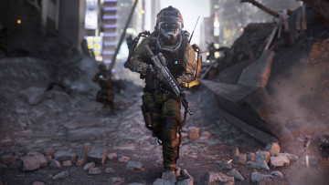 Картинка call+of+duty +advanced+warfare видео+игры город руины оружие солдат