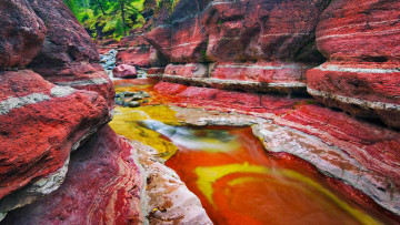 Картинка природа реки озера альберта канада alberta canada red rock canyon каньон красных камней скалы ручей национальный парк waterton+park достопримечательность