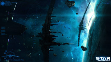 Картинка видео+игры star+conflict планета метеориты космические корабли