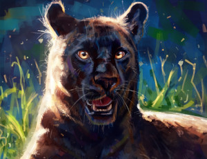 Картинка рисованное животные +пантеры профиль