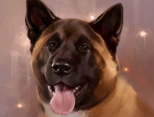 Картинка рисованное животные +собаки голова