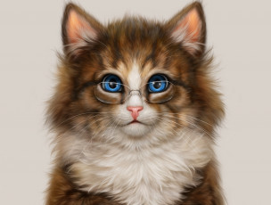 Картинка рисованное животные +коты очки