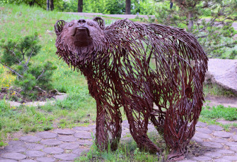 обоя разное, садовые и парковые скульптуры, металл, медведь