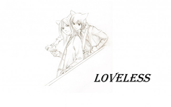 Обои картинки фото аниме, loveless, нелюбимые, лестница, книга, рицка, агатсума, соби
