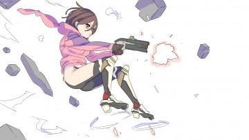 обоя аниме, оружие,  техника,  технологии, девушка
