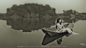Картинка календари компьютерный+дизайн 2019 calendar девушка природа женщина лодка водоем
