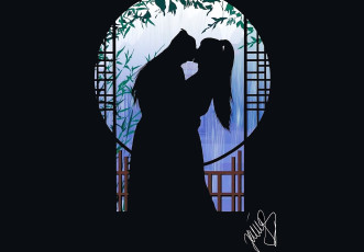 Картинка аниме mo+dao+zu+shi вэй усянь лань ванцзы поцелуй силуэты