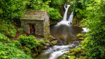 обоя waterfall in the lake district, england, природа, водопады, waterfall, in, the, lake, district