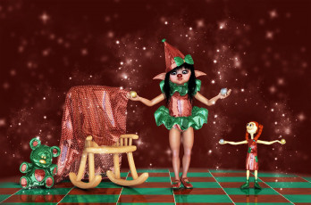 Картинка 3д графика fantasy фантазия стул девочка игрушки