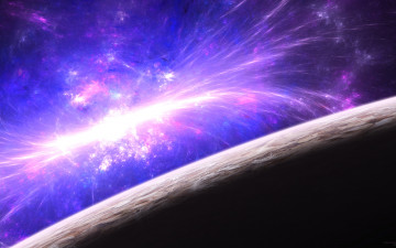 Картинка космос арт сияние звезды атмосфера поверхность планета