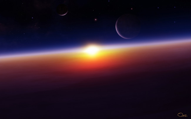 Обои картинки фото космос, арт, планеты, sunrise