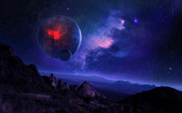 Картинка 3д графика atmosphere mood атмосфера настроения планеты звезды поверхность ночь