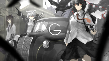 Картинка аниме touhou зомби девушки автомобиль арт