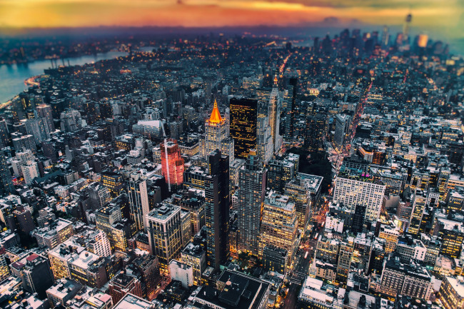 Обои картинки фото города, нью-йорк , сша, нью-йорк, манхэттен, вечер