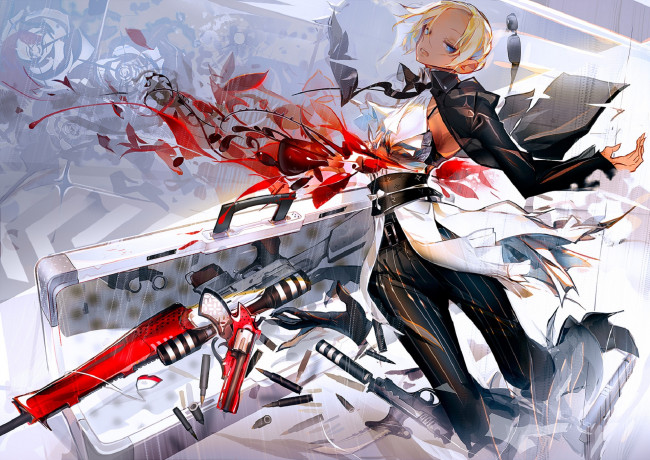 Обои картинки фото by panamaman, аниме, -weapon,  blood & technology, оружие, девушка, арт