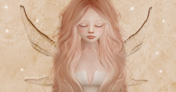 Картинка 3д+графика эльфы+ elves эльф фея крылья грусть личико волосы девочка