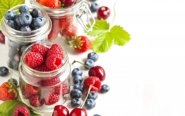 Обои картинки фото еда, фрукты,  ягоды, berries, fresh, ягоды, малина, черника, клубника